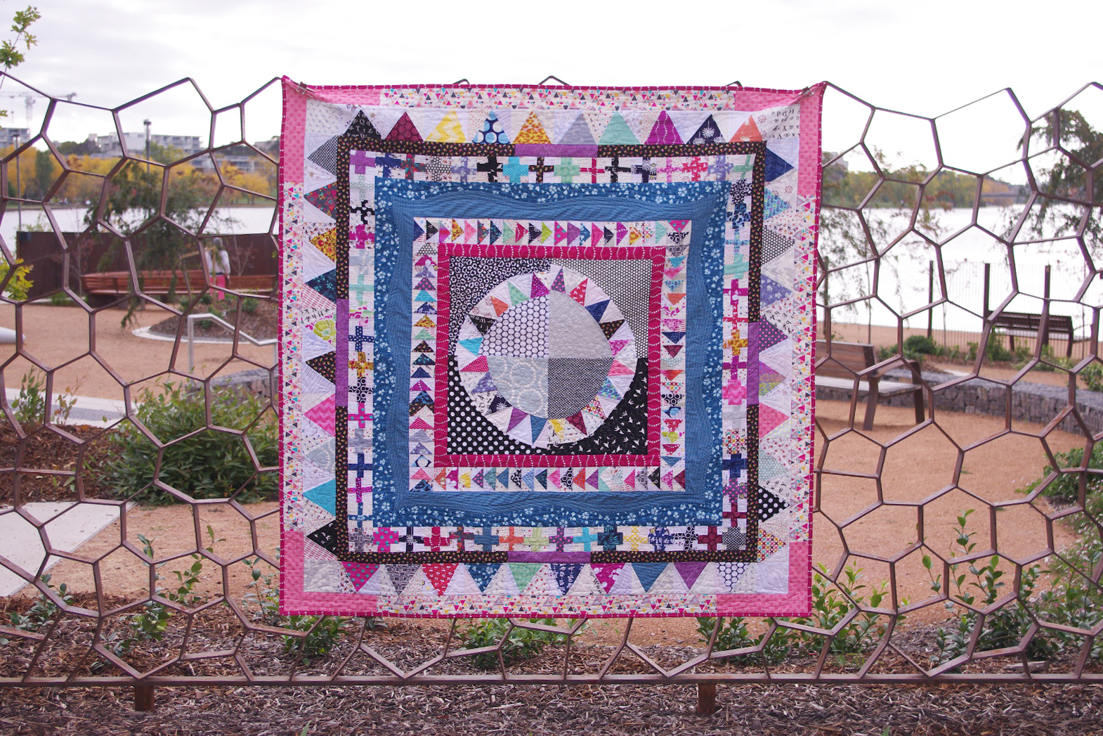 Modern Medallion Quilt Raspberry Spool